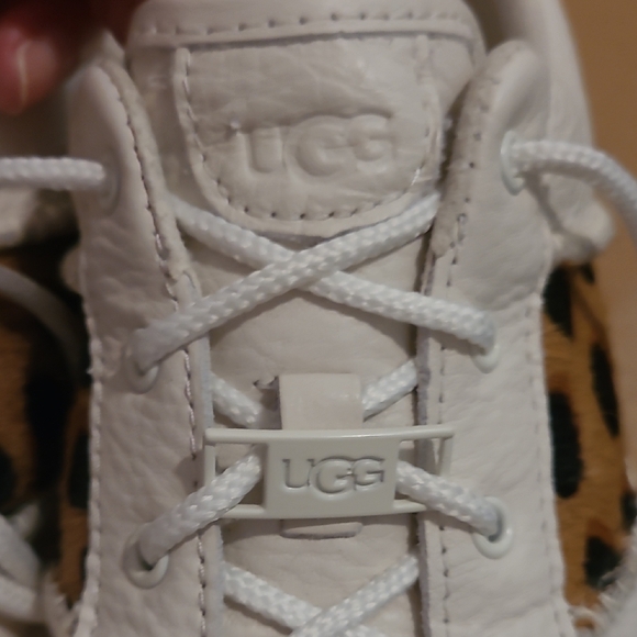 UGG Women's Sneakers in White with Leopard Accents - Picture 7 of 11